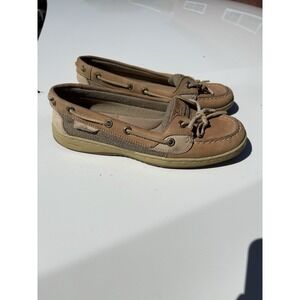 Sperry Top-Sider Slip On Boat Shoe Womens 7 Tan Leather Casual Comfort Preppy